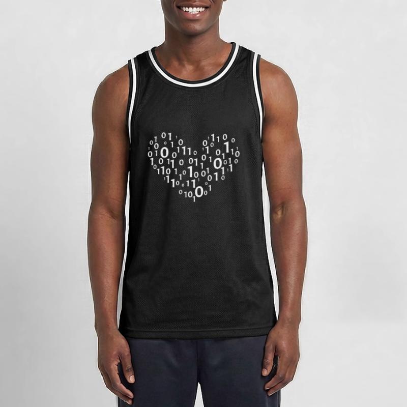 Heart binary coding Men's Basketball Jersey