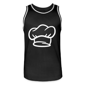 Chapeau de cuisine cuisinier symbole cadeau - Maillot de basket Homme - noir/blanc - Devant - AI Model Male 185 dark (185cm)