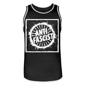 ANTIFASCISTE Kreis Stern - Maillot de basket Homme - noir/blanc - Devant - AI Model Male 185 dark (185cm)