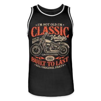 Millésime 1961 Born Moto Cadeau d’anniversaire - Maillot de basket Homme - noir/blanc - Devant - AI Model Male 185 dark (185cm)