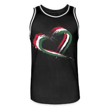 Heart brush flag of Hungary - Men's Basketball Jersey - black/white - Front - AI Model Male 185 dark (185cm)