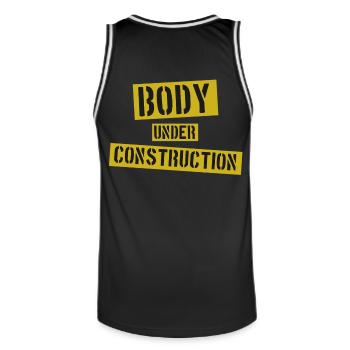 Body under Construction - Männer Basketball-Trikot - Schwarz/Weiß - Hinten - AI Model Male 185 dark (185cm)