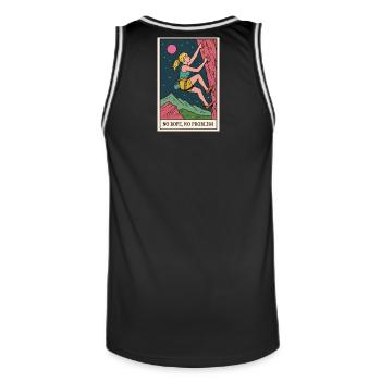 Adventure Climber Motif with Motivational Saying - Men's Basketball Jersey - black/white - Back - AI Model Male 185 dark (185cm)