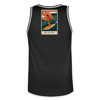 La fresque du surfeur avec la lumière du soleil - Maillot de basket Homme - noir/blanc - Dos - AI Model Male 185 dark (185cm)