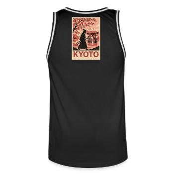 Kyoto Samurai und Kirschblüten Silhouette - Männer Basketball-Trikot - Schwarz/Weiß - Hinten - AI Model Male 185 dark (185cm)