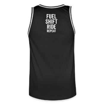 Mouvement du cycle énergétique - Maillot de basket Homme - noir/blanc - Dos - AI Model Male 185 dark (185cm)