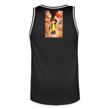 Rêveur enfantin au ballon rouge - Maillot de basket Homme - noir/blanc - Dos - AI Model Male 185 dark (185cm)