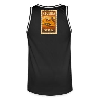 Caravane saharienne sur timbre vintage - Maillot de basket Homme - noir/blanc - Dos - AI Model Male 185 dark (185cm)
