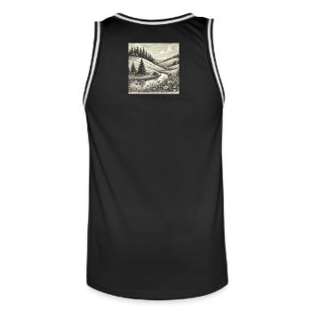 Gravure paysagère de forêt fluviale - Maillot de basket Homme - noir/blanc - Dos - AI Model Male 185 dark (185cm)