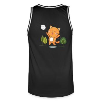 coole lustige volleyball völkerball katze - Männer Basketball-Trikot - Schwarz/Weiß - Hinten - AI Model Male 185 dark (185cm)