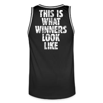 This is what winners look like (Vintage Weiß) - Männer Basketball-Trikot - Schwarz/Weiß - Hinten - AI Model Male 185 dark (185cm)