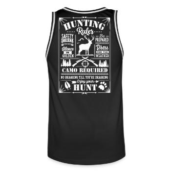 Hunting rules white - Männer Basketball-Trikot - Schwarz/Weiß - Hinten - AI Model Male 185 dark (185cm)