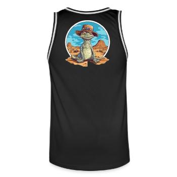 Creative dinosaur with hat in desert - Men's Basketball Jersey - black/white - Back - AI Model Male 185 dark (185cm)