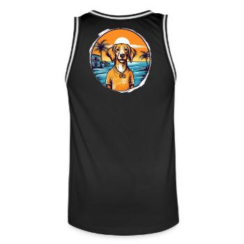 Dog with sunset on the beach - Men's Basketball Jersey - black/white - Back - AI Model Male 185 dark (185cm)