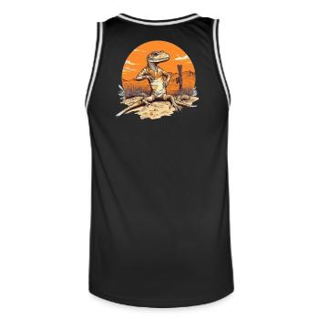 Wüsten-Krokodil mit Sonnenuntergang - Männer Basketball-Trikot - Schwarz/Weiß - Hinten - AI Model Male 185 dark (185cm)