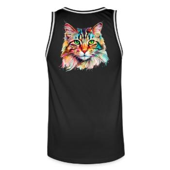Bunte psychedelische Maine Coon Katze - Männer Basketball-Trikot - Schwarz/Weiß - Hinten - AI Model Male 185 dark (185cm)