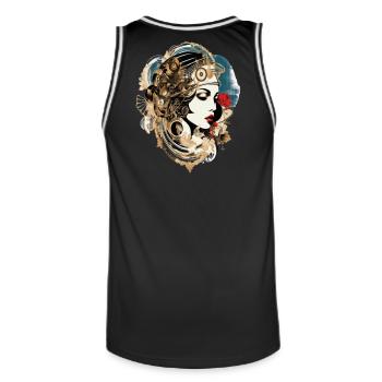 Ästhetische Frau mit Technik-Motiv - Männer Basketball-Trikot - Schwarz/Weiß - Hinten - AI Model Male 185 dark (185cm)