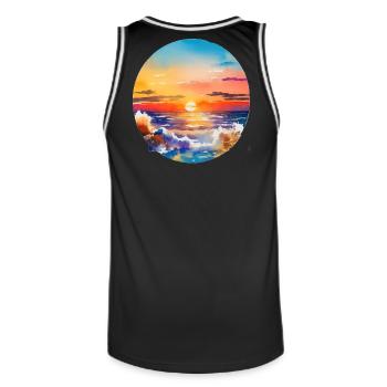 Sonnenuntergang über dem Meer - Männer Basketball-Trikot - Schwarz/Weiß - Hinten - AI Model Male 185 dark (185cm)