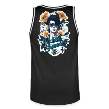 Mein bester Sommer - Männer Basketball-Trikot - Schwarz/Weiß - Hinten - AI Model Male 185 dark (185cm)