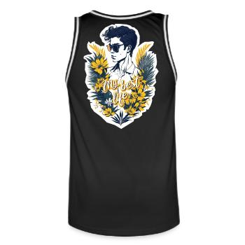 Mein bestes Leben - Männer Basketball-Trikot - Schwarz/Weiß - Hinten - AI Model Male 185 dark (185cm)