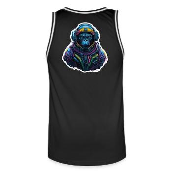 Gorilla-Astronaut Neon - Männer Basketball-Trikot - Schwarz/Weiß - Hinten - AI Model Male 185 dark (185cm)