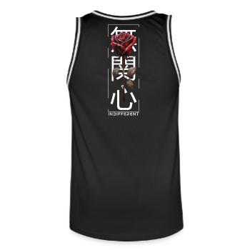 Indifferent Rose Japanese Font Edgy Aesthetic - Men's Basketball Jersey - black/white - Back - AI Model Male 185 dark (185cm)