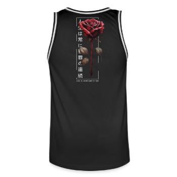 La vie est constamment Sin Rose Script japonais - Maillot de basket Homme - noir/blanc - Dos - AI Model Male 185 dark (185cm)