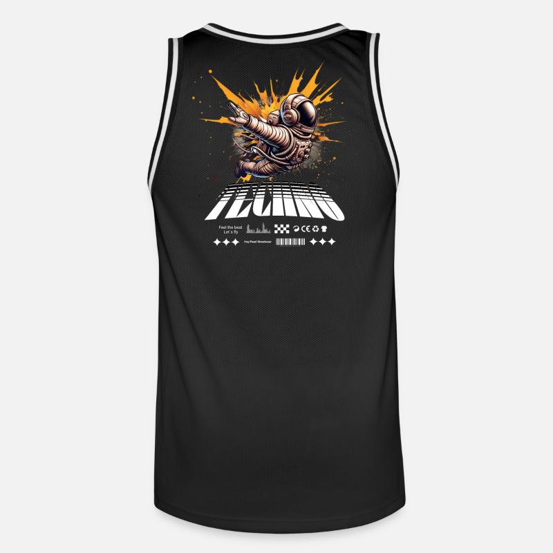 Astronaut im Sprayer-Splash Techno - Männer Basketball-Trikot - Schwarz/Weiß