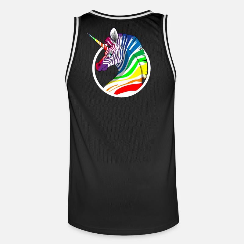 Regenbogen Einhorn Zebra - Männer Basketball-Trikot - Schwarz/Weiß