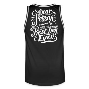 Chère personne derrière moi disant motvation positive - Maillot de basket Homme - noir/blanc - Dos - AI Model Male 185 dark (185cm)