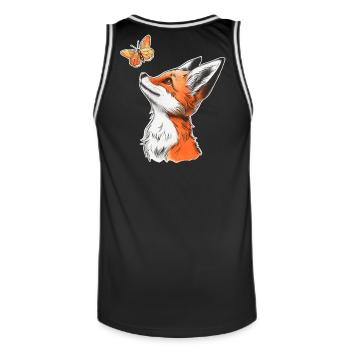 Fox with Butterfly - Men's Basketball Jersey - black/white - Back - AI Model Male 185 dark (185cm)