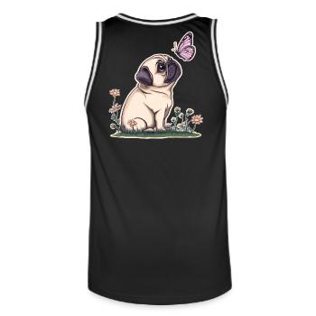 Mops mit Schmetterling - Männer Basketball-Trikot - Schwarz/Weiß - Hinten - AI Model Male 185 dark (185cm)