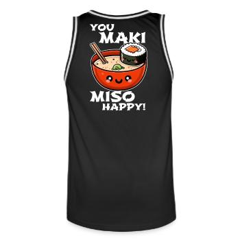You Maki Miso Happy – Fun Sushi Design - Men's Basketball Jersey - black/white - Back - AI Model Male 185 dark (185cm)