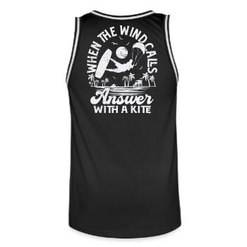 When the wind calls answer with a kite - Männer Basketball-Trikot - Schwarz/Weiß - Hinten - AI Model Male 185 dark (185cm)