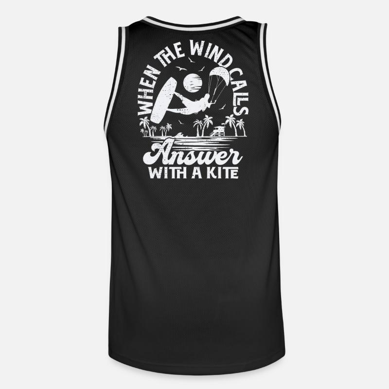 When the wind calls answer with a kite - Men's Basketball Jersey - black/white