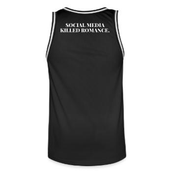LES MÉDIAS SOCIAUX ONT TUÉ LA ROMANCE - Maillot de basket Homme - noir/blanc - Dos - AI Model Male 185 dark (185cm)