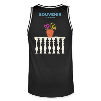 Souvenir Fleuri - Mediterranée et dolce vita - Maillot de basket Homme - noir/blanc - Dos - AI Model Male 185 dark (185cm)