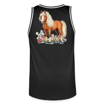 Pferd auf Wiese - Männer Basketball-Trikot - Schwarz/Weiß - Hinten - AI Model Male 185 dark (185cm)