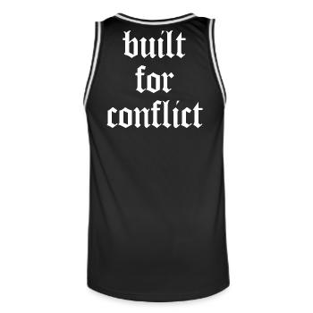 Built for Conflict - Bodybuilding & Gym - Männer Basketball-Trikot - Schwarz/Weiß - Hinten - AI Model Male 185 dark (185cm)
