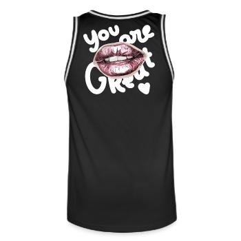 You Are Great - Men's Basketball Jersey - black/white - Back - AI Model Male 185 dark (185cm)