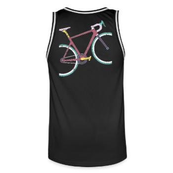 Retro Vintage Grunge Road Bike Modern Cycling Design - Men's Basketball Jersey - black/white - Back - AI Model Male 185 dark (185cm)