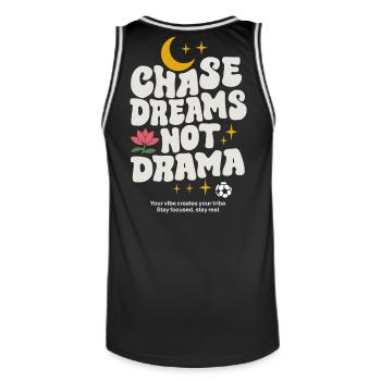 Poursuivre les rêves et non le drame – Dicton motivant : Design - Maillot de basket Homme - noir/blanc - Dos - AI Model Male 185 dark (185cm)
