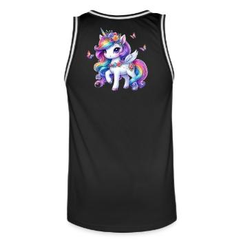 Ailes de licorne fleur arc-en-ciel - Maillot de basket Homme - noir/blanc - Dos - AI Model Male 185 dark (185cm)