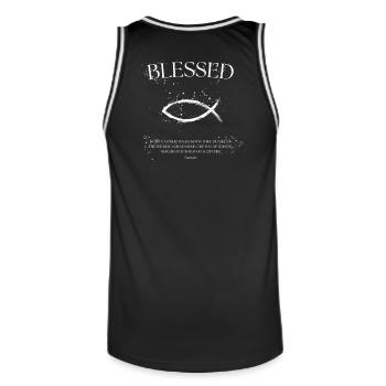 Psaume 1:1 - Marcher dans la voie de Dieu - Maillot de basket Homme - noir/blanc - Dos - AI Model Male 185 dark (185cm)