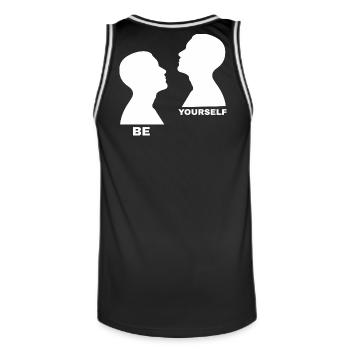 Be Yourself – Minimalist Motif - Men's Basketball Jersey - black/white - Back - AI Model Male 185 dark (185cm)