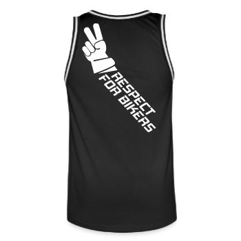 Respect for Bikers - Bikergruß für Motorradfahrer - Männer Basketball-Trikot - Schwarz/Weiß - Hinten - AI Model Male 185 dark (185cm)