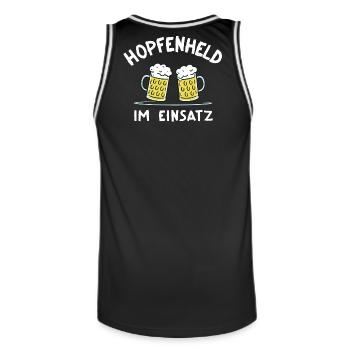 Hopfenheld in Action Original Beer Gift - Men's Basketball Jersey - black/white - Back - AI Model Male 185 dark (185cm)