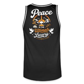 Peace Is the Ultimate Luxury – Starkes Statement - Männer Basketball-Trikot - Schwarz/Weiß - Hinten - AI Model Male 185 dark (185cm)