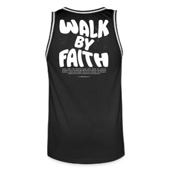 Walk by Faith - Men's Basketball Jersey - black/white - Back - AI Model Male 185 dark (185cm)
