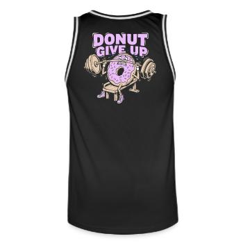 Donut Give Up - Lustiges Fitness Training - Männer Basketball-Trikot - Schwarz/Weiß - Hinten - AI Model Male 185 dark (185cm)